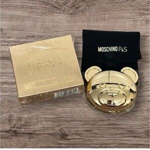 Moschino Beauty Gold Bear Compact Mirror with Pouch - Heavy - RARE - NEW